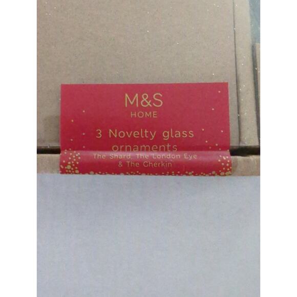 Marks and Spencer M&S Set 3 London Glass Ornaments Shard, Gherkin & London Eye - Picture 2 of 4